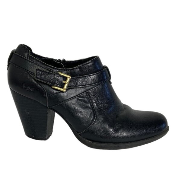 Born BOC Black Ankle Boots‎ Heeled Size 7 Style Z01503 Leather Strap Buckle Y2K - Picture 2 of 12